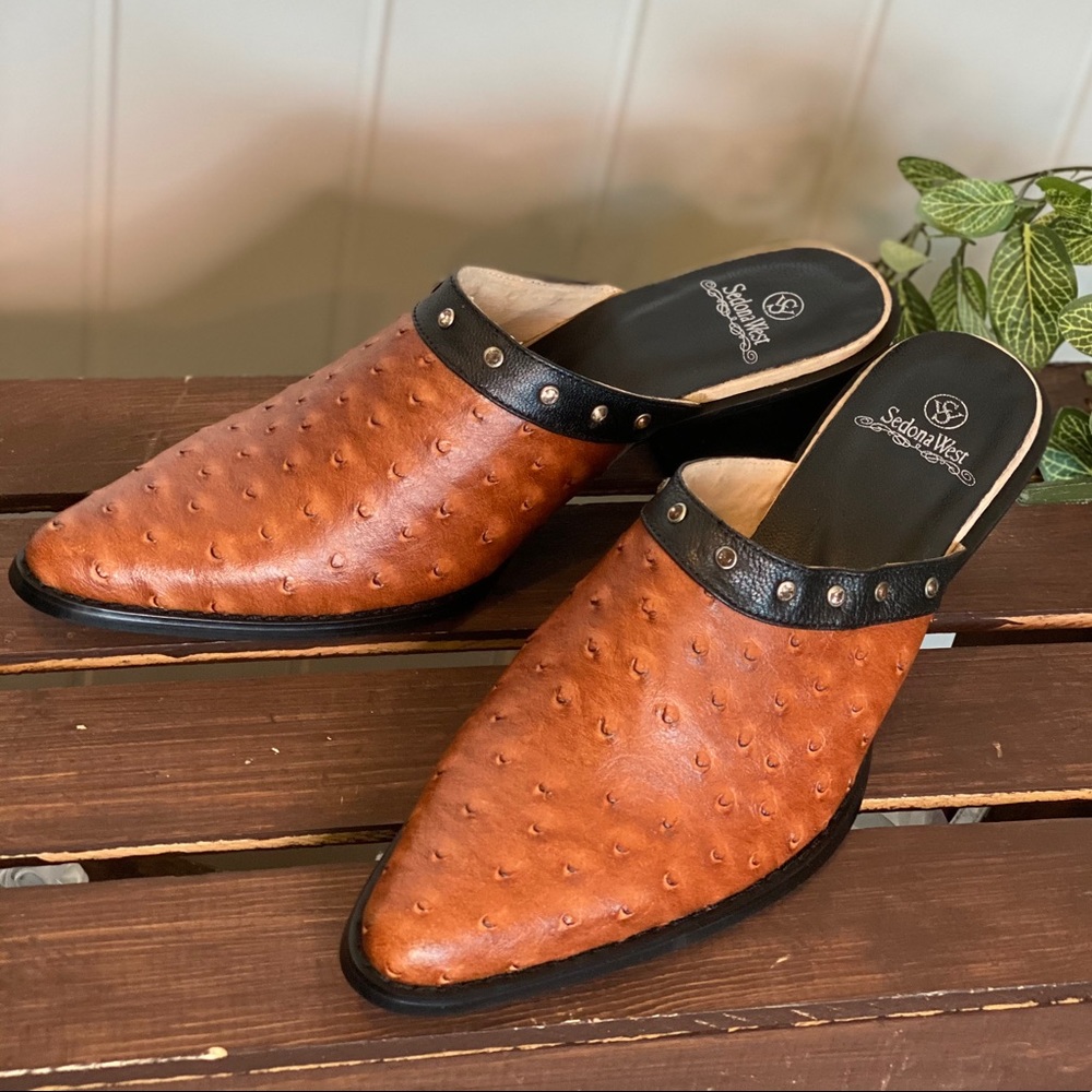 New! Colorful Soft Ostrich Leather Mule Boots